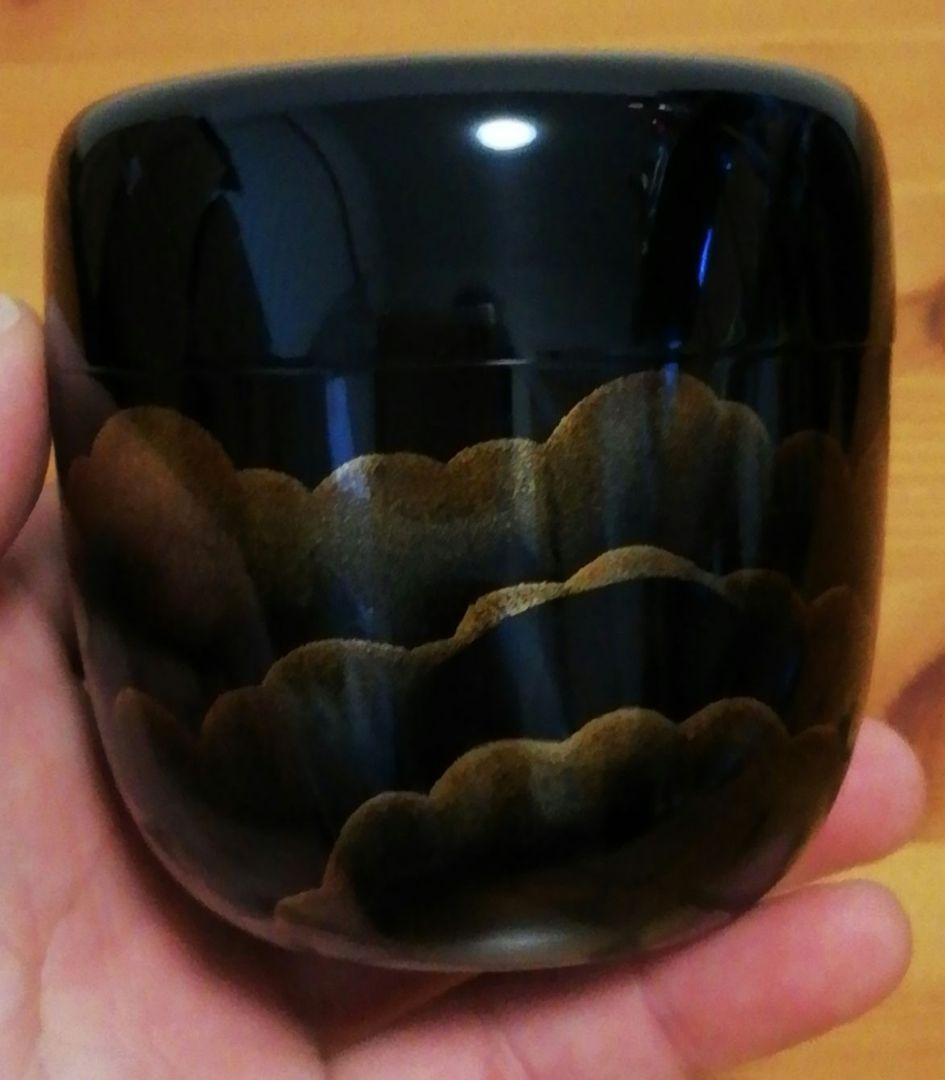 三村花鶴作　蒔絵　雲月　内銀　棗　共箱　共布　略歴付　茶道具