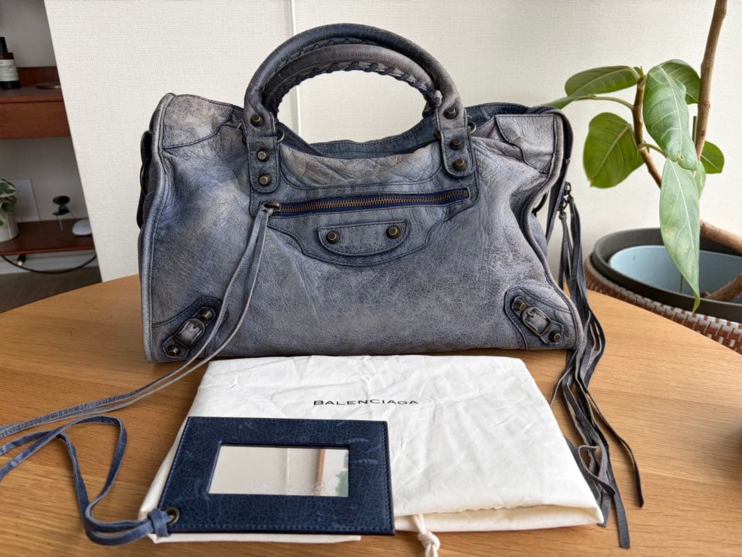 BALENCIAGA ブルー　バッグ 保存袋付き
