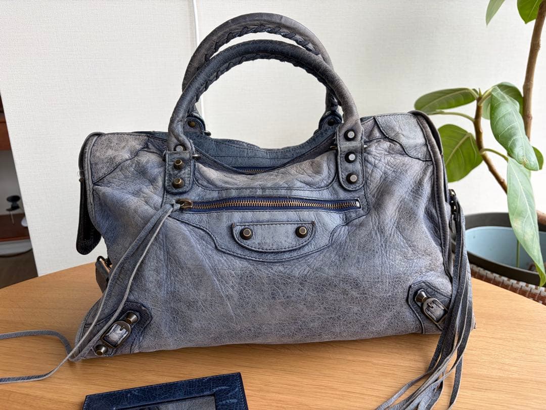 BALENCIAGA ブルー　バッグ 保存袋付き