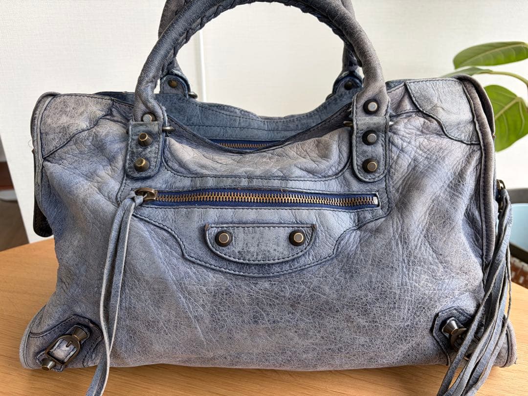 BALENCIAGA ブルー　バッグ 保存袋付き