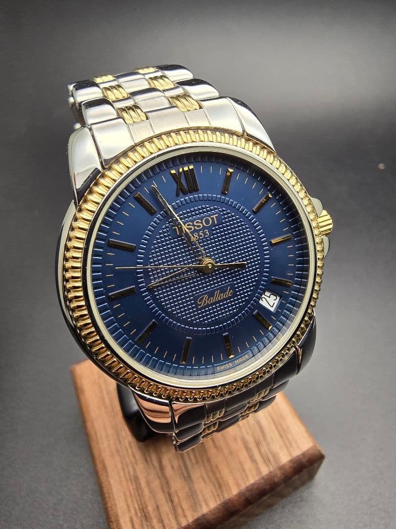 電池交換済 研磨済 TISSOT ティソ バラード ネイビー ゴールド