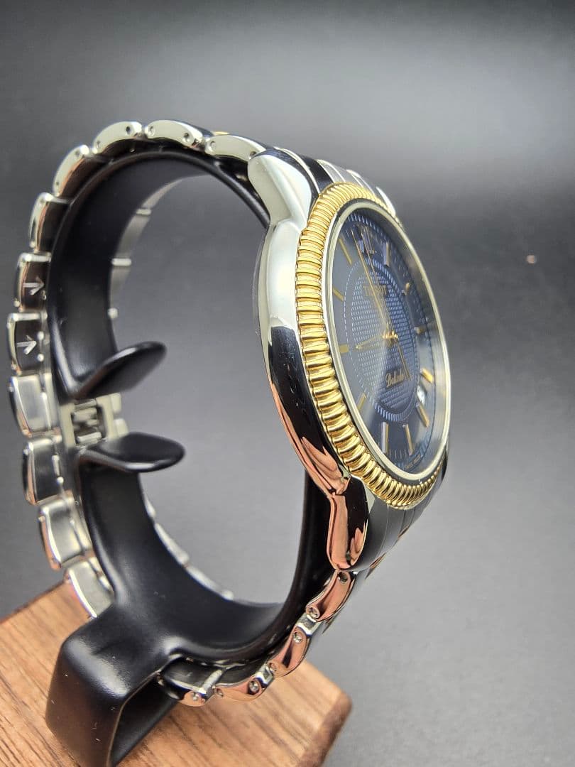 電池交換済 研磨済 TISSOT ティソ バラード ネイビー ゴールド
