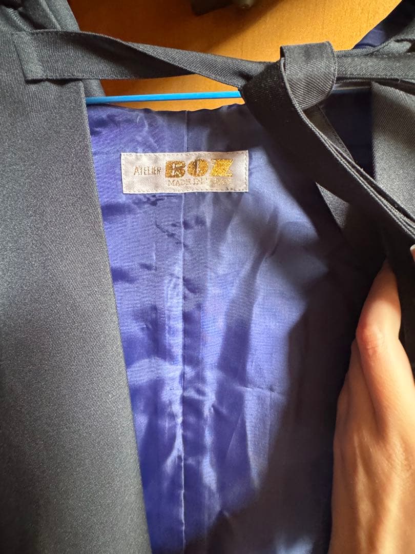 アトリエボズ　黒いフード付きケープコート　着物にも