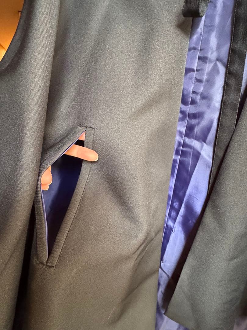 アトリエボズ　黒いフード付きケープコート　着物にも