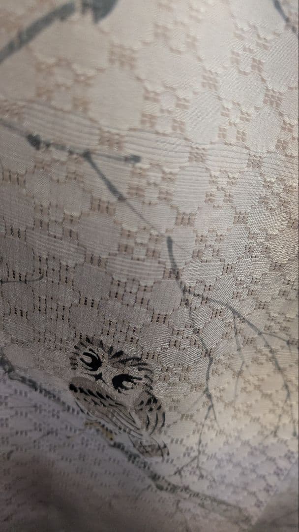 【美品•縁起物】訪問着 木の枝とフクロウ模様