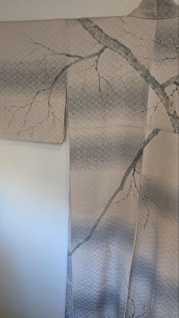 【美品•縁起物】訪問着 木の枝とフクロウ模様