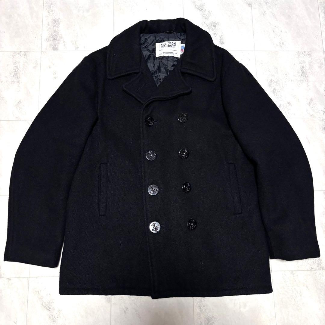 【USA製】ショット 740N ピーコート ブラック 黒 キルティング 42