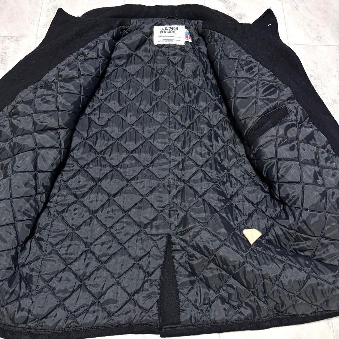 【USA製】ショット 740N ピーコート ブラック 黒 キルティング 42