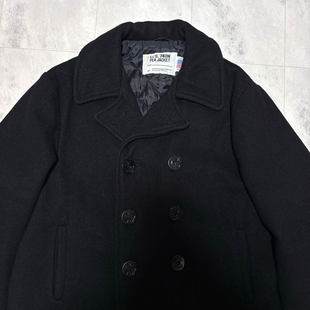 【USA製】ショット 740N ピーコート ブラック 黒 キルティング 42