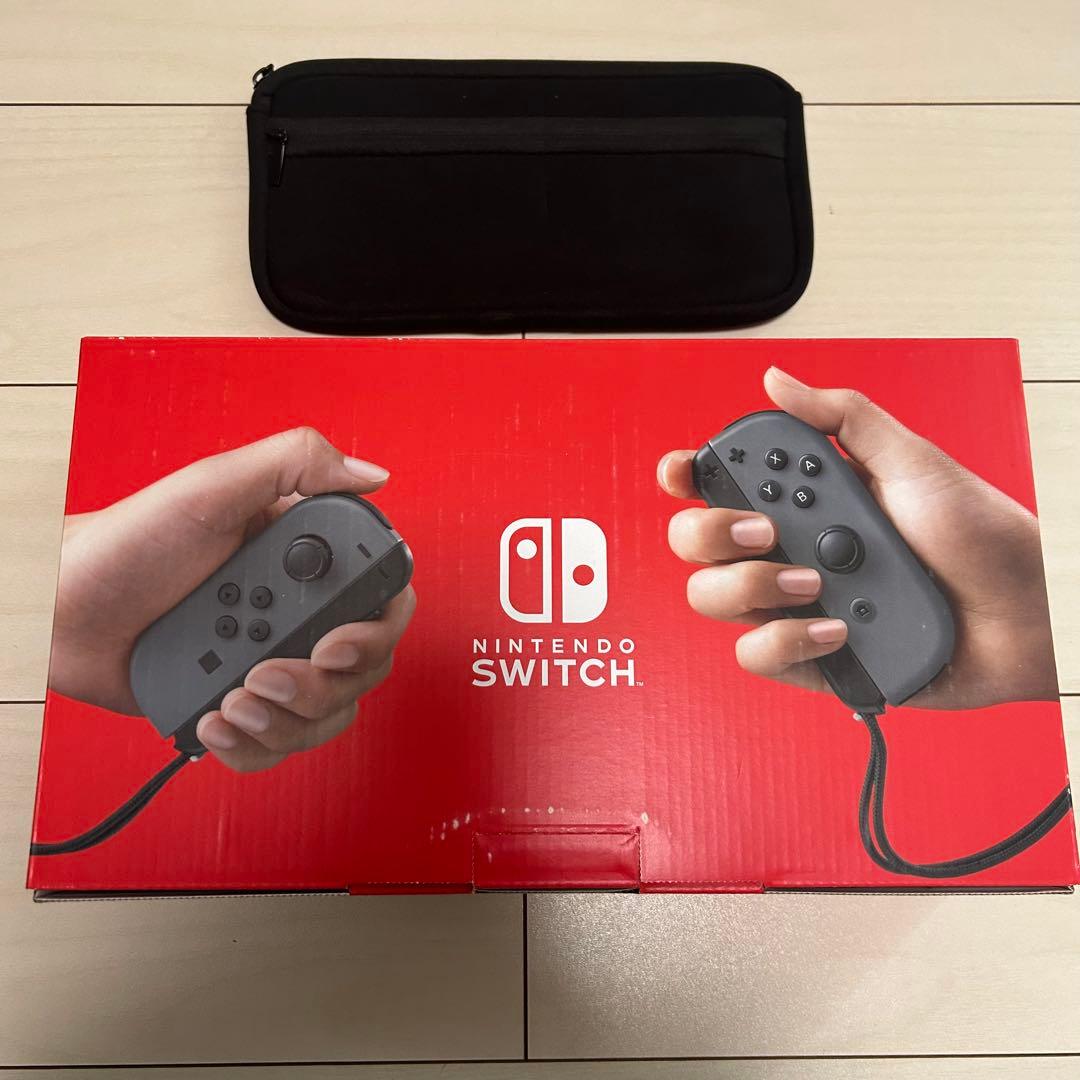 【美品】任天堂Switch 本体 グレー 箱あり ポーチ付き