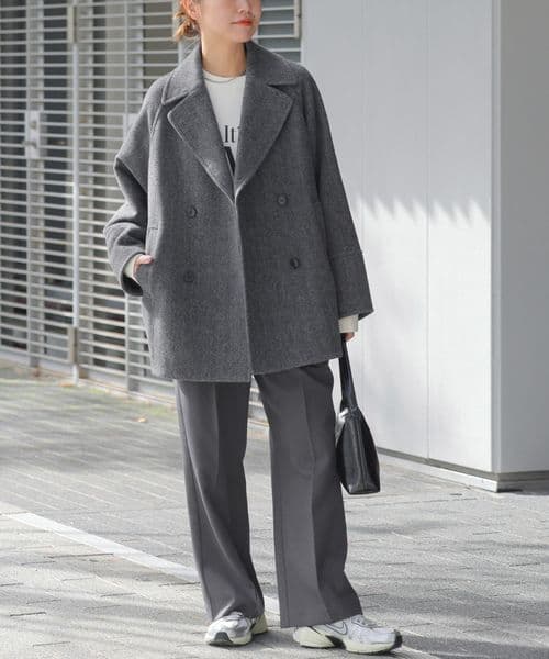 極美品 JOURNALSTANDARDrelume 尾州ウールピーコート グレー