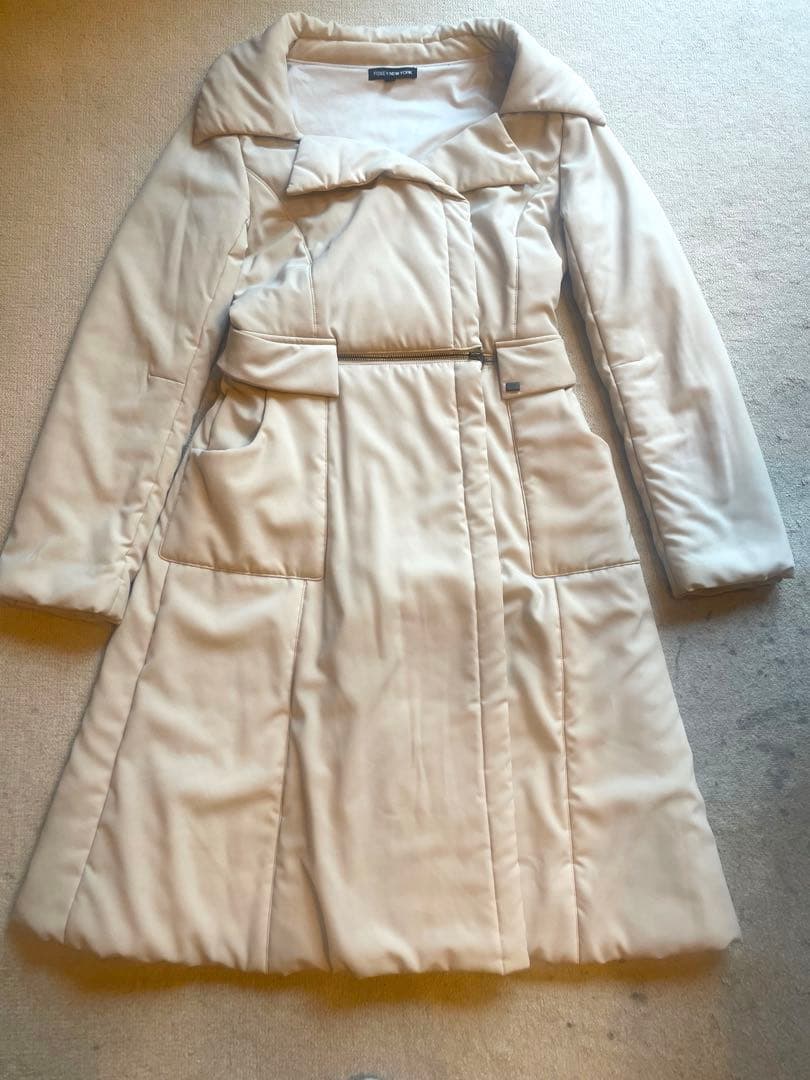 美品✨　フォクシー40 中綿コート　FOXEYロングコート　ベージュ