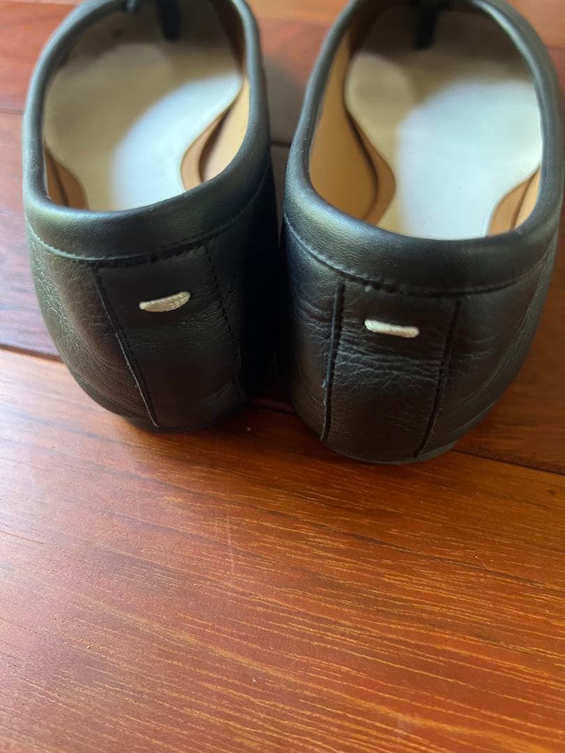 マルジェラ　バレエ　シューズ　36 ブラックレザーフラットシューズ