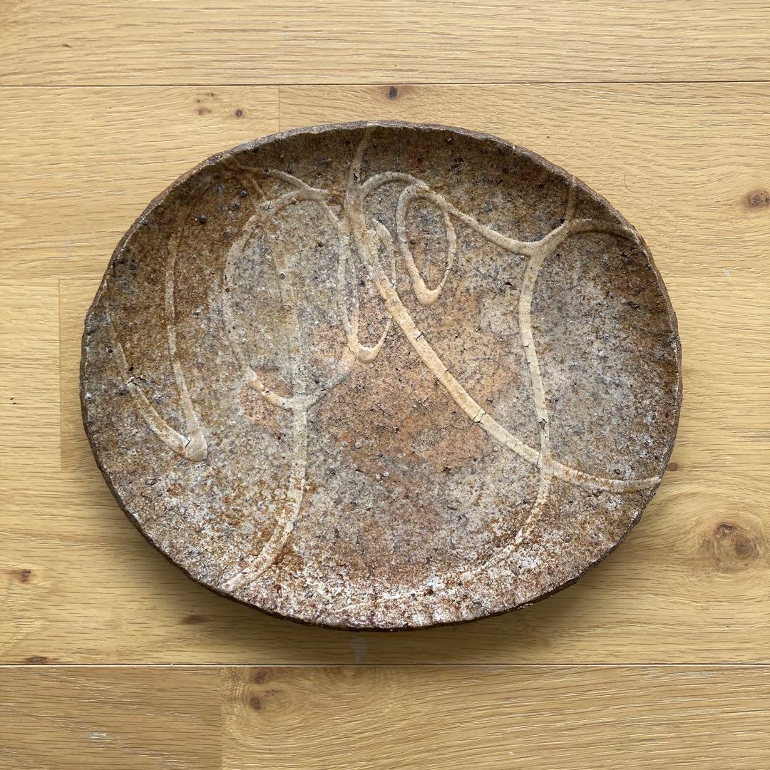 山田洋次　焼締オイルドスリップウェア　大皿