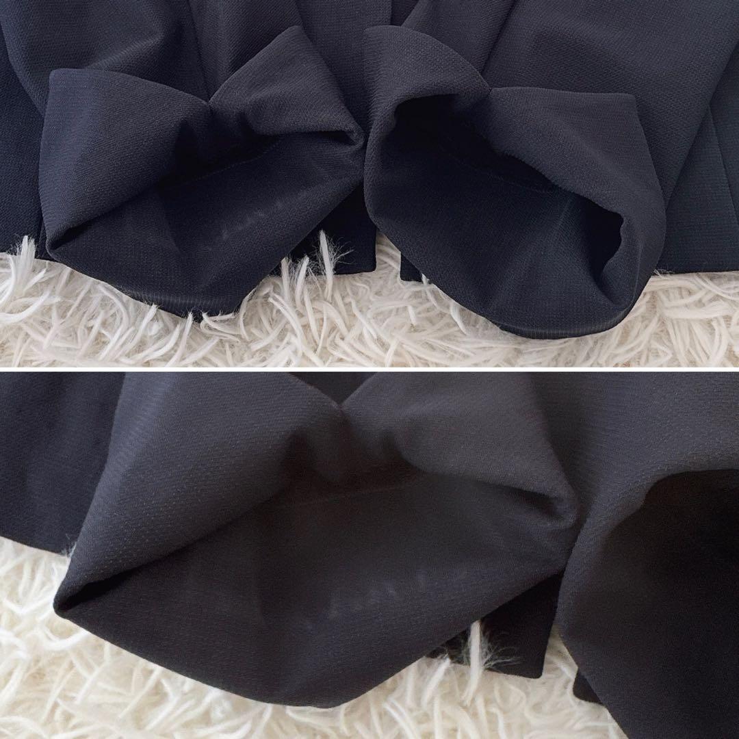 大きいサイズ13✨ケイミー ノーカラー スカートスーツ セットアップ 紺 伸縮性