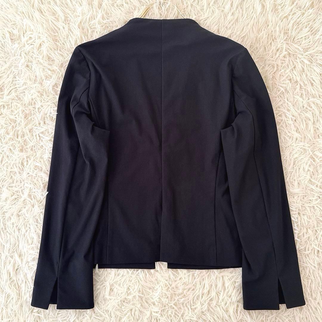 大きいサイズ13✨ケイミー ノーカラー スカートスーツ セットアップ 紺 伸縮性