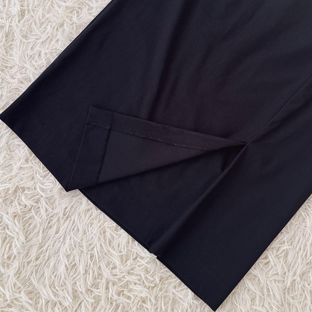 大きいサイズ13✨ケイミー ノーカラー スカートスーツ セットアップ 紺 伸縮性