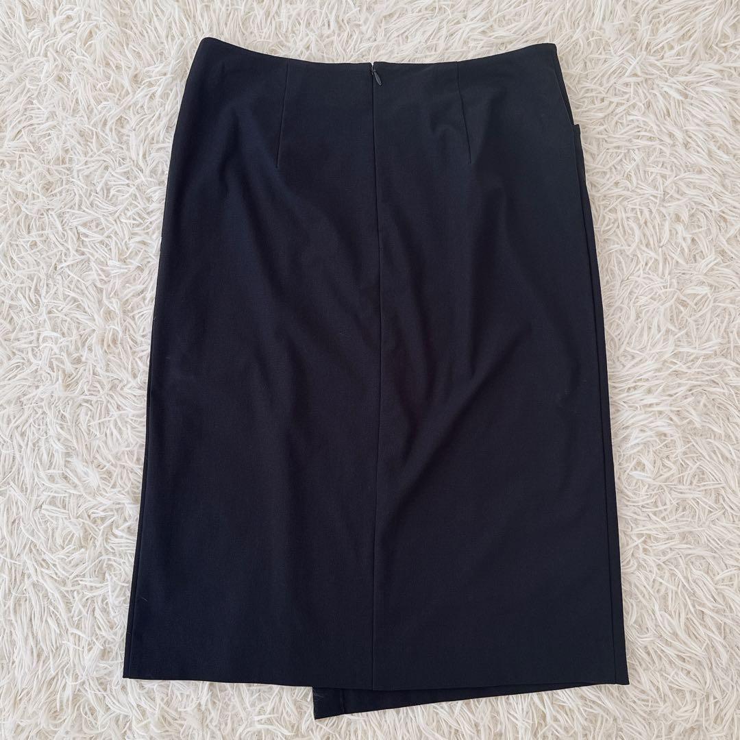 大きいサイズ13✨ケイミー ノーカラー スカートスーツ セットアップ 紺 伸縮性