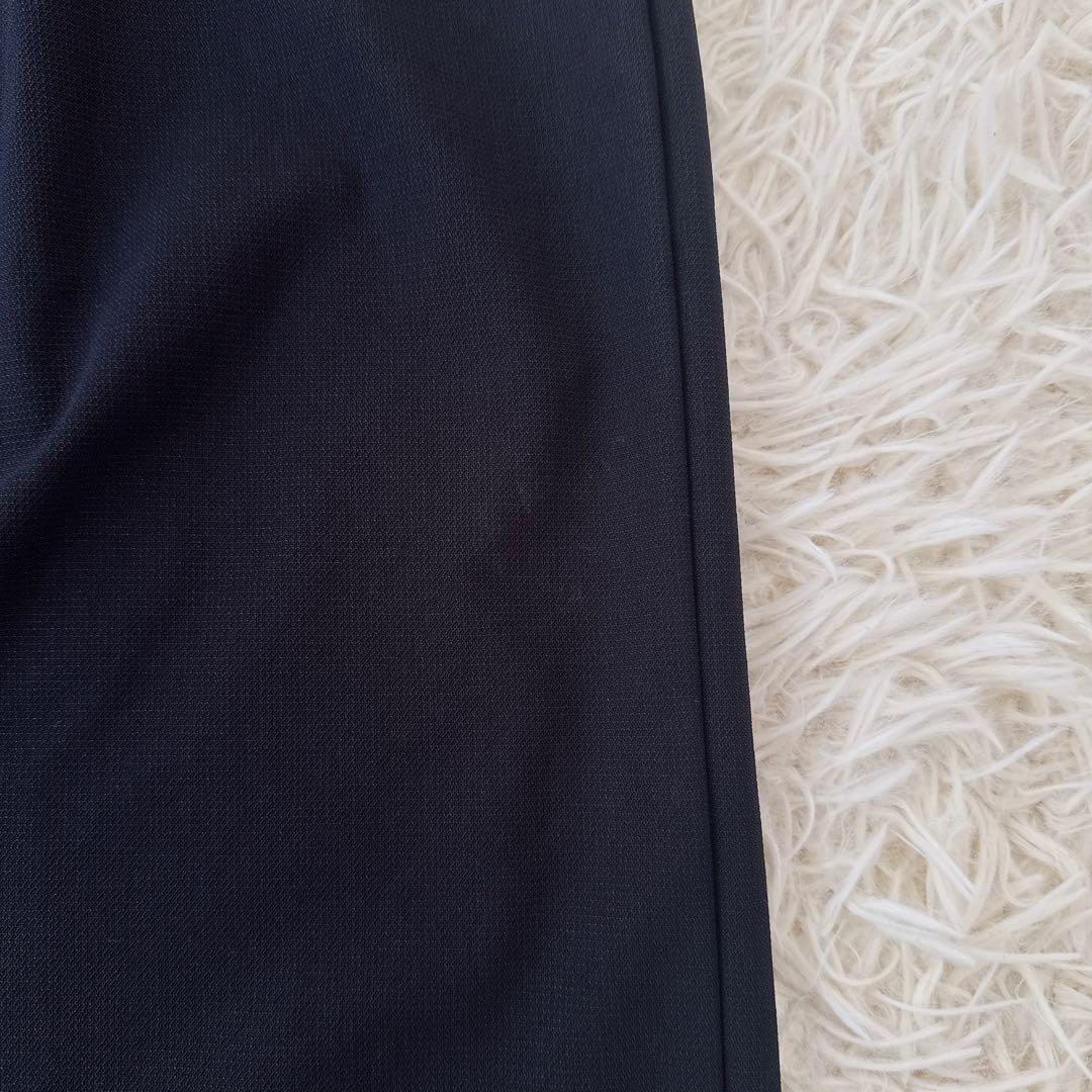 大きいサイズ13✨ケイミー ノーカラー スカートスーツ セットアップ 紺 伸縮性