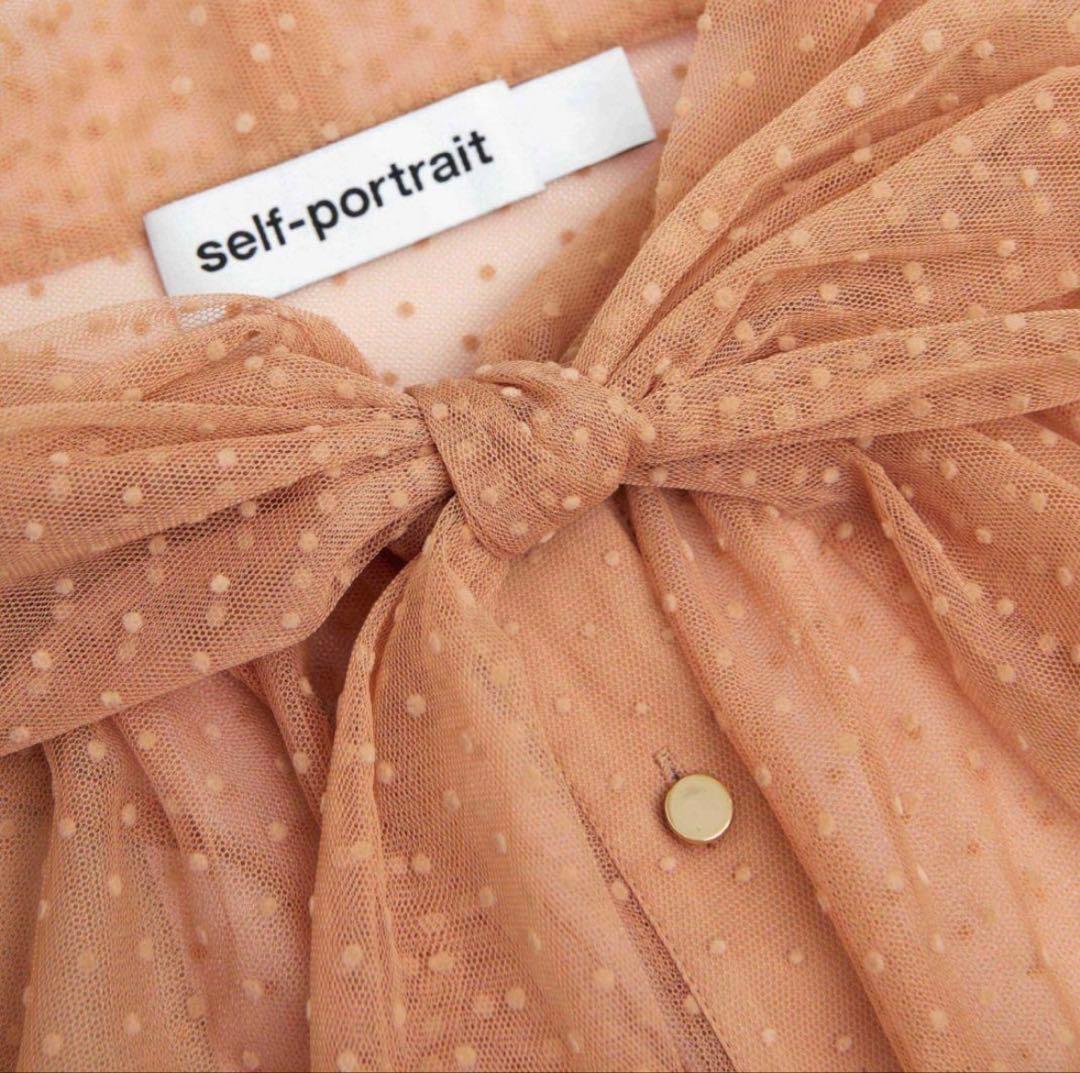 25新作♡ SelfPortrait タンドットメッシュマキシドレス♡UK4