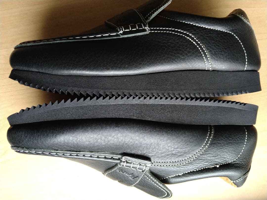 Papas＋　パパスブラックレザー　スリッポン　新品未使用　25cm