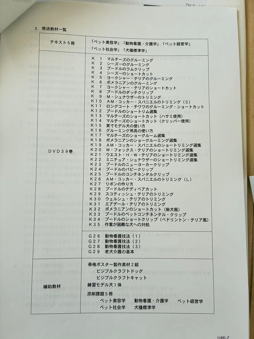 ヒューマンアカデミー　トリミング教材セット一式