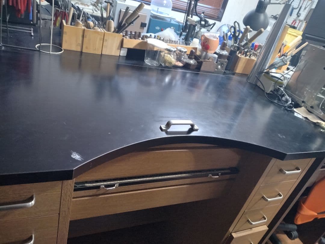 【じおばん】 スリーティー彫金デスク 両袖 ウォルナットカラー 彫金机