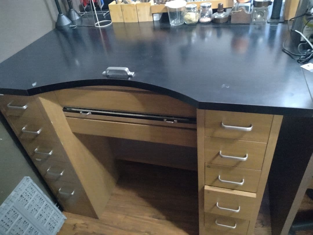 【じおばん】 スリーティー彫金デスク 両袖 ウォルナットカラー 彫金机