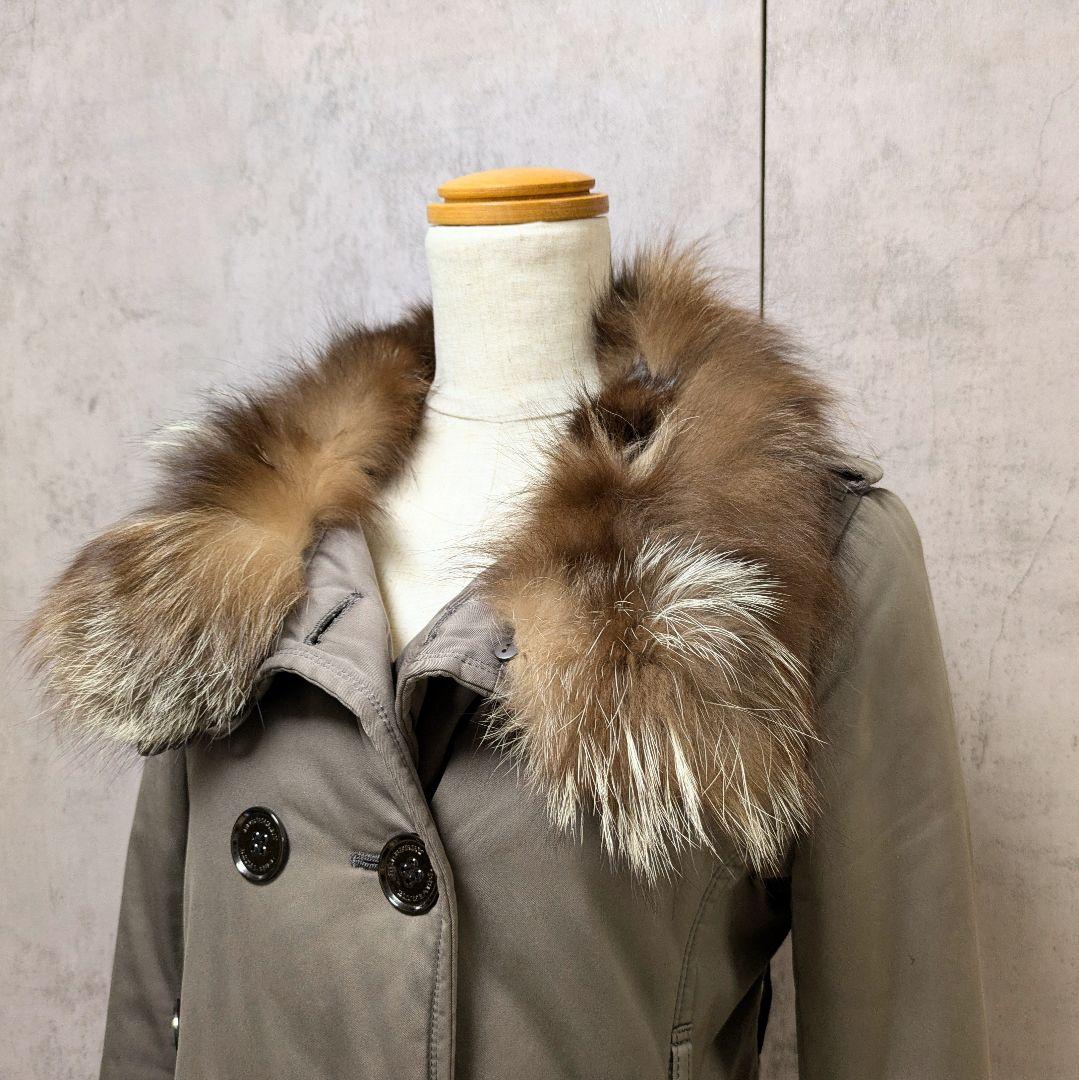 【美品】バーバリーブルーレーベル ファー付きトレンチコート ノバチェック