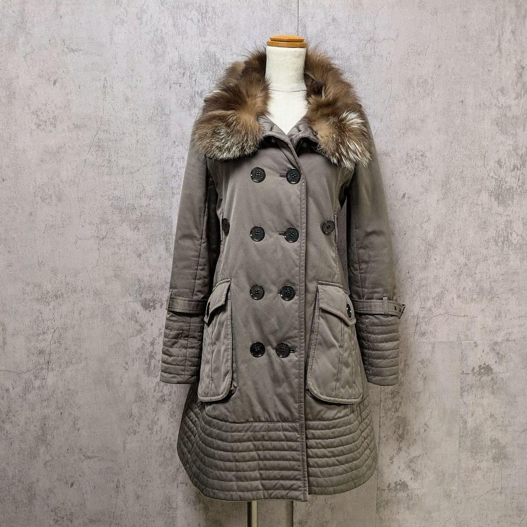 【美品】バーバリーブルーレーベル ファー付きトレンチコート ノバチェック