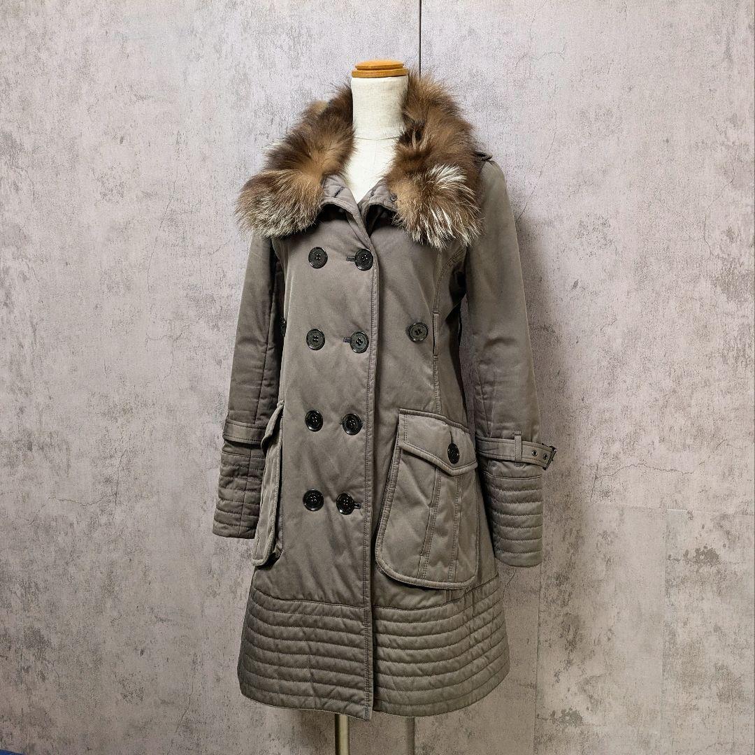 【美品】バーバリーブルーレーベル ファー付きトレンチコート ノバチェック