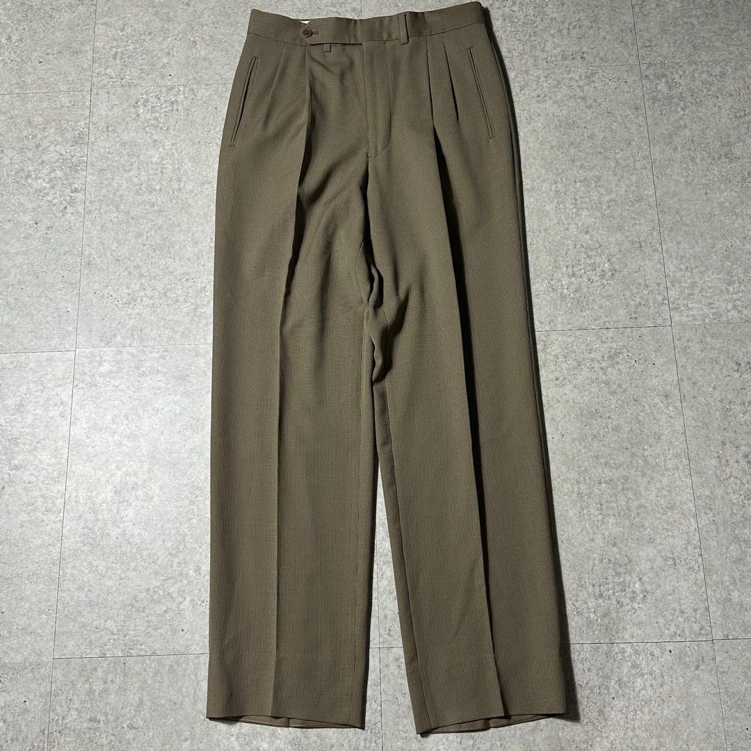 90s 美品 Giorgio Armani ウール ベージュ ストライプ