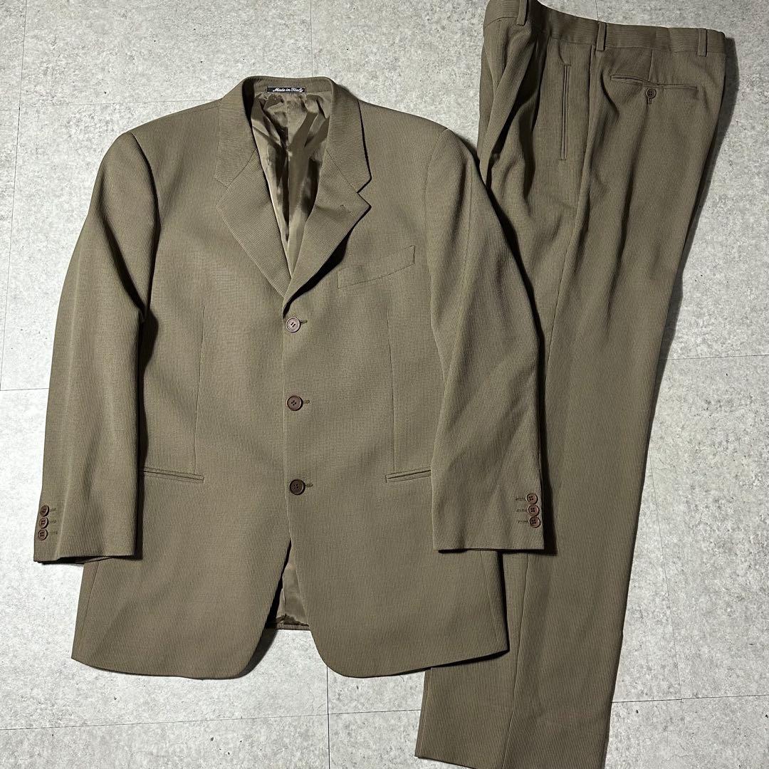 90s 美品 Giorgio Armani ウール ベージュ ストライプ