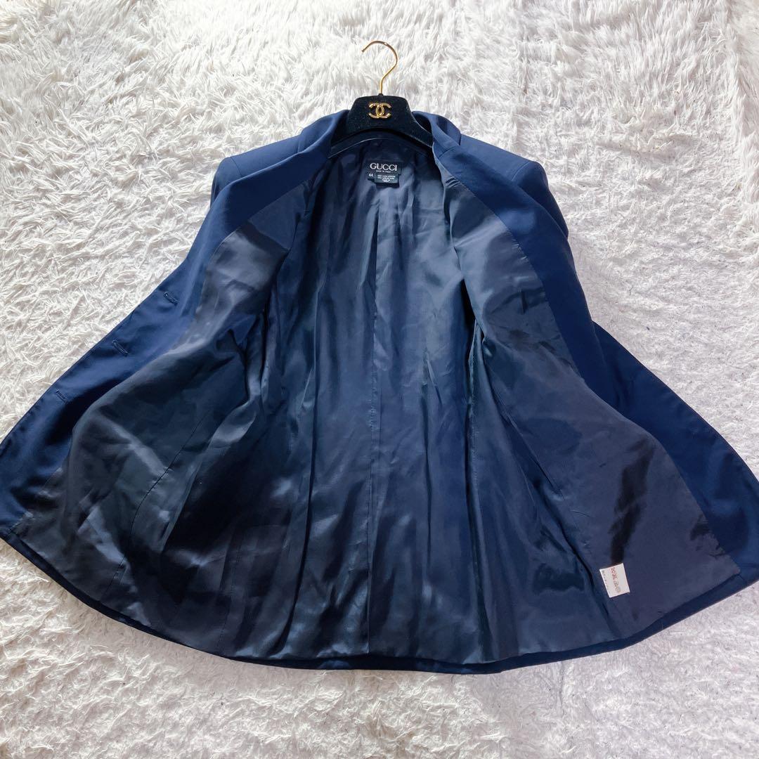 グッチ イタリア製 紺ブレ メリノウール100% テーラードジャケット ネイビー