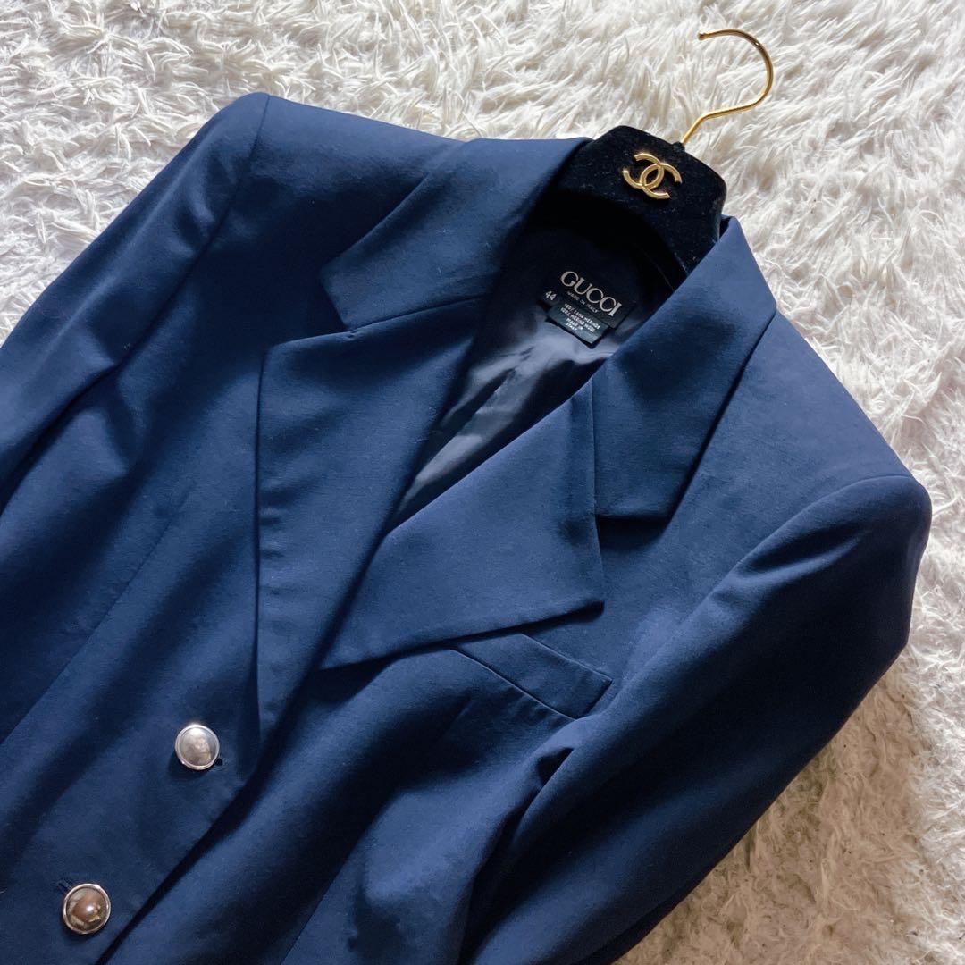 グッチ イタリア製 紺ブレ メリノウール100% テーラードジャケット ネイビー
