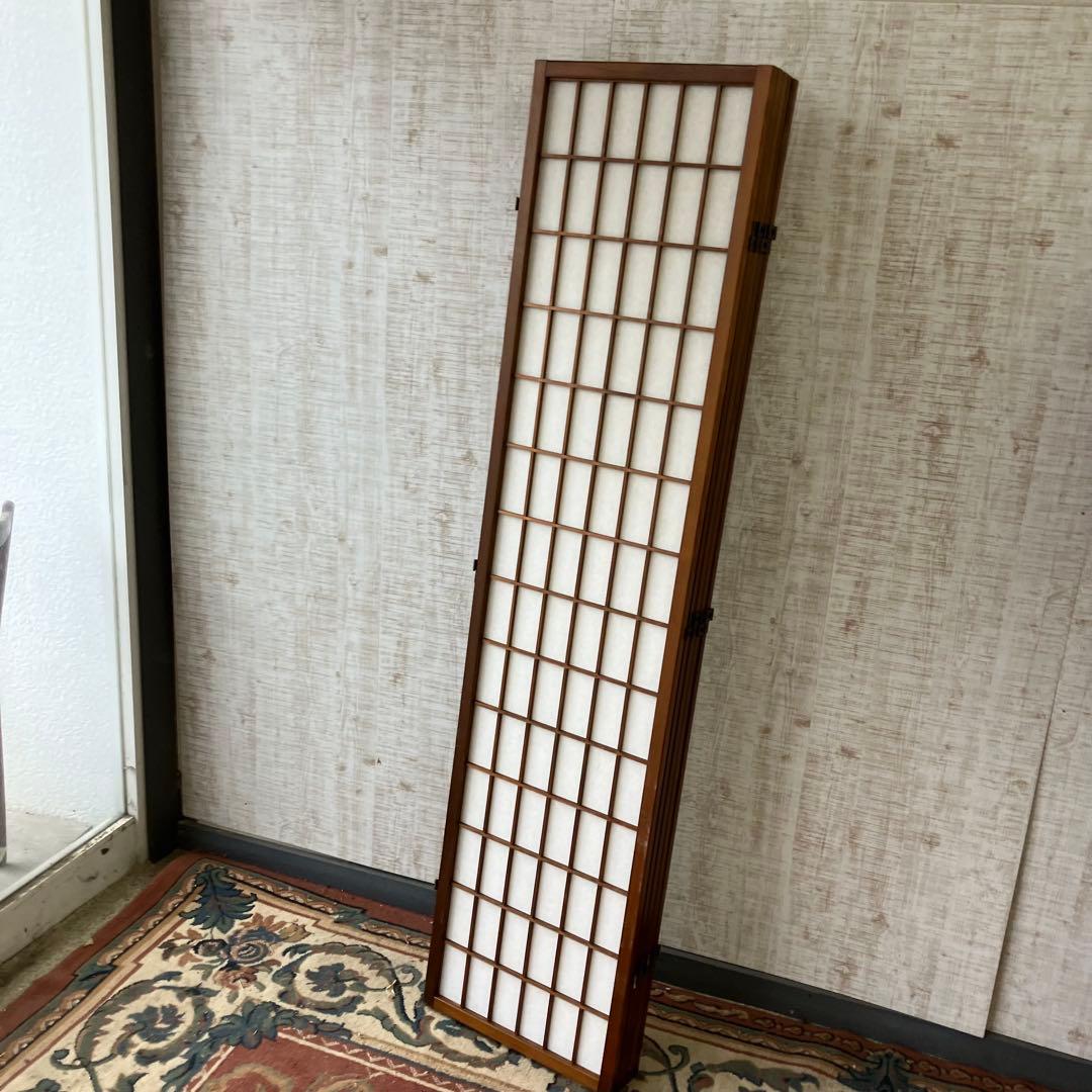 昭和レトロ 和モダン 木製 5連格子 障子パーテーション 間仕切り 仕切り 衝立