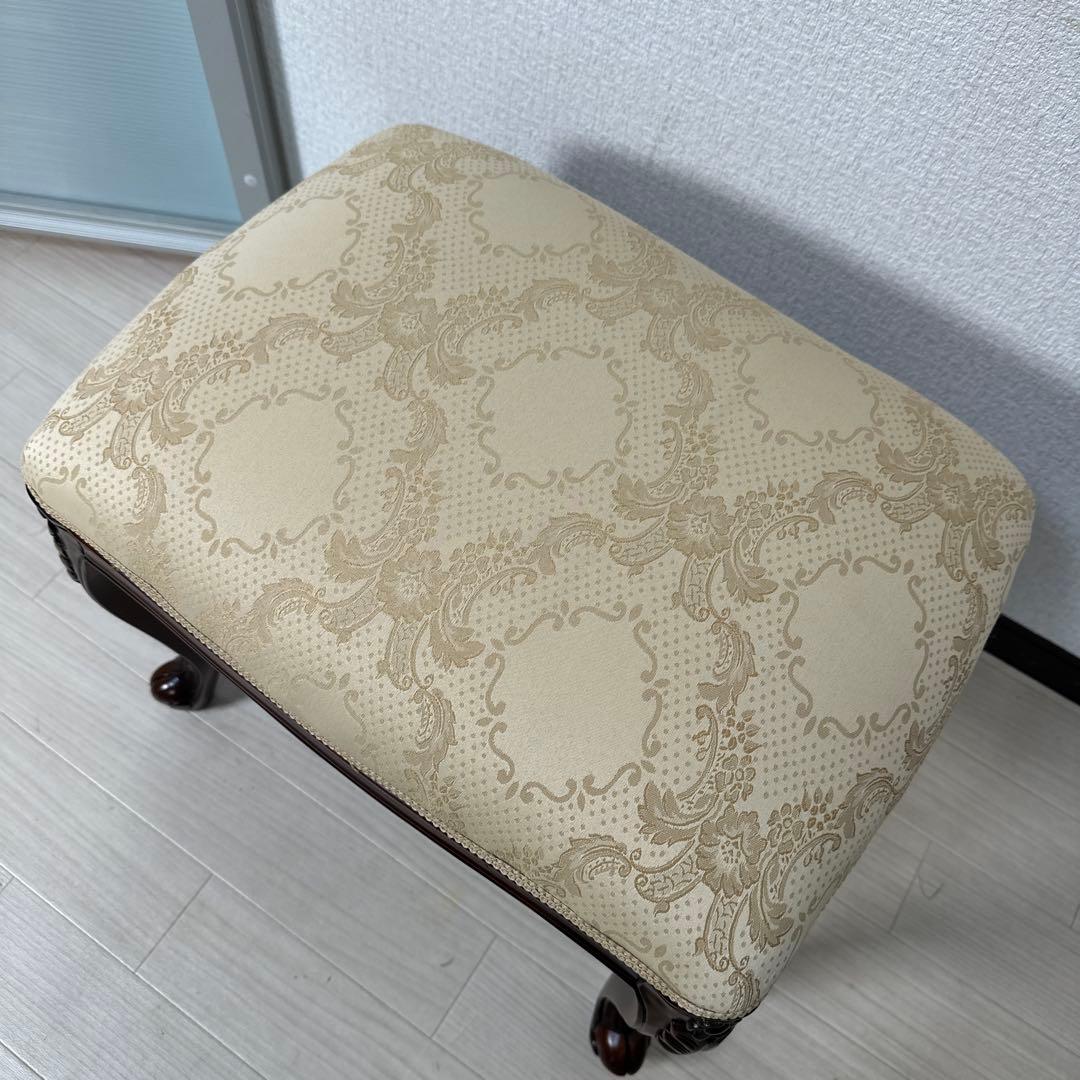 展示品 イタリア スツール オットマン チェア 猫脚 腰掛け ロココ調 i1※