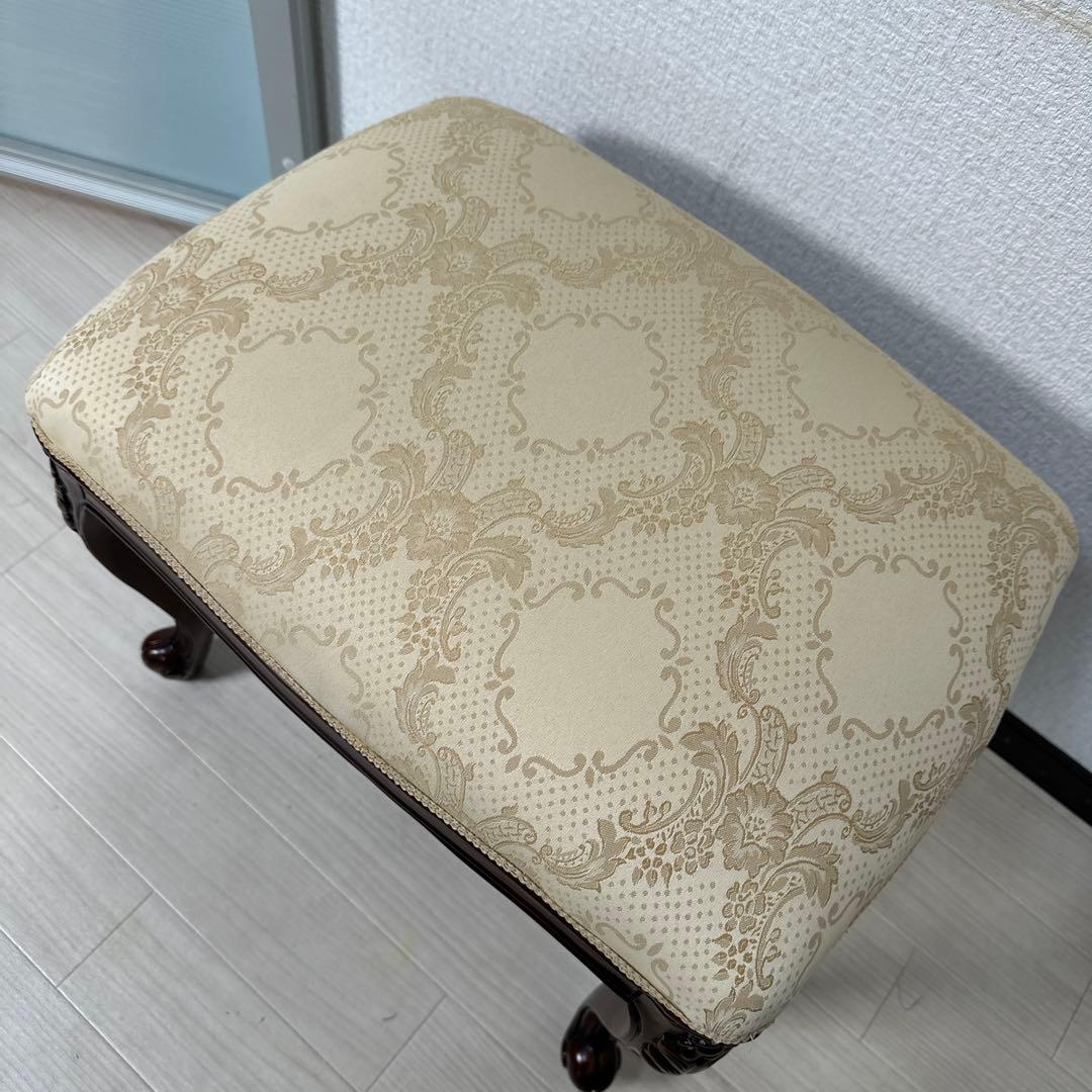 展示品 イタリア スツール オットマン チェア 猫脚 腰掛け ロココ調 i1※