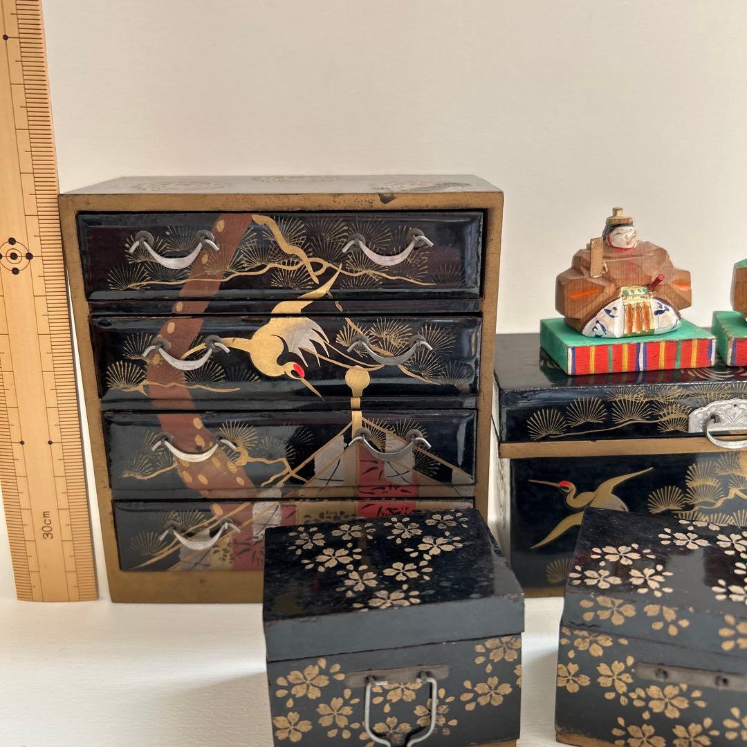 雛道具　一刀彫　雛道具　三ツ揃　お雛様