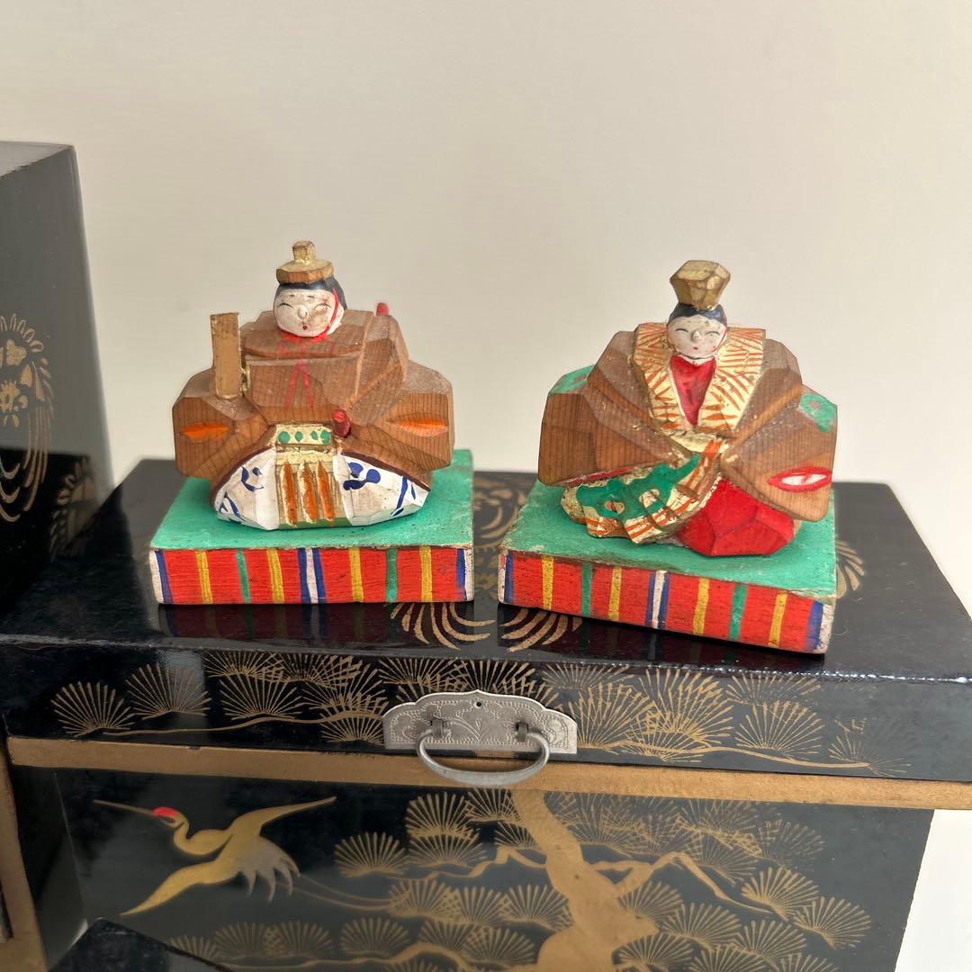 雛道具　一刀彫　雛道具　三ツ揃　お雛様