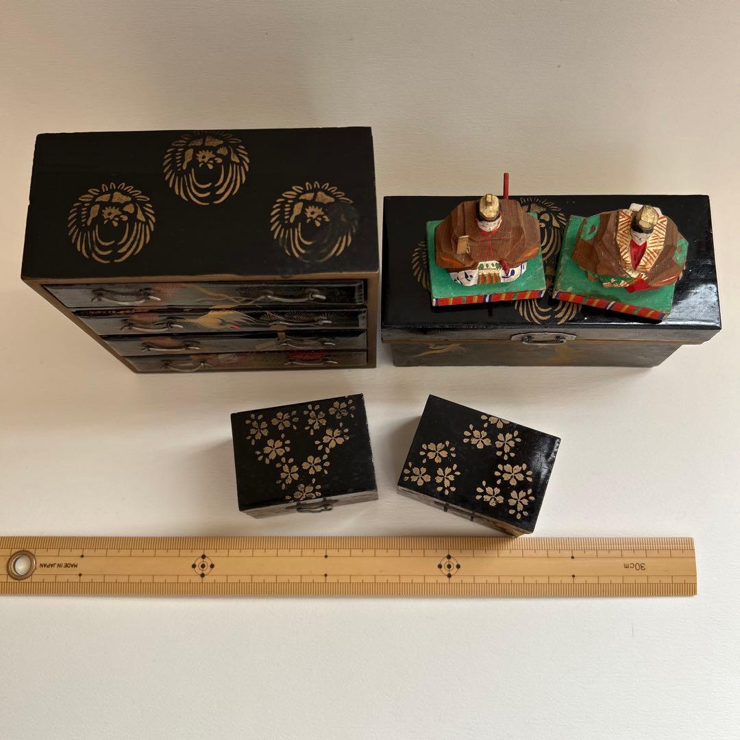 雛道具　一刀彫　雛道具　三ツ揃　お雛様