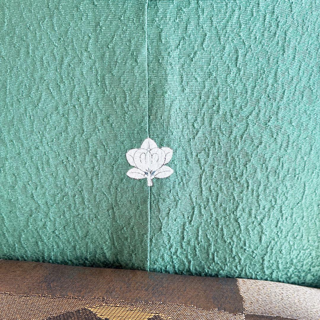 色無地　フルセット　着物　正絹　トールサイズ　緑　卒業式　入学式　N2