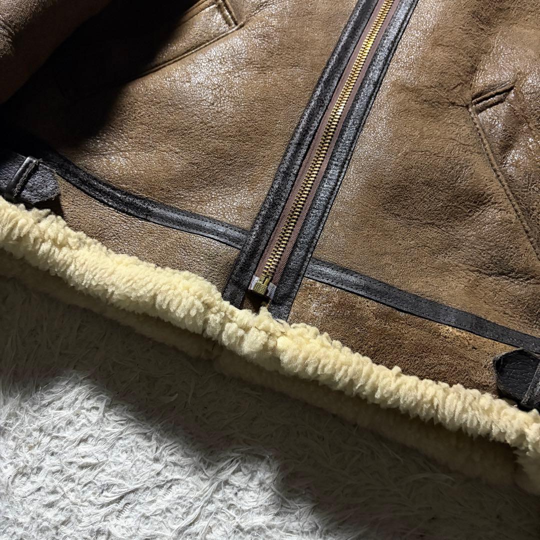 【米国製】AVIREXフライトジャケットB-3 ムートン　羊革　ブラウン　38