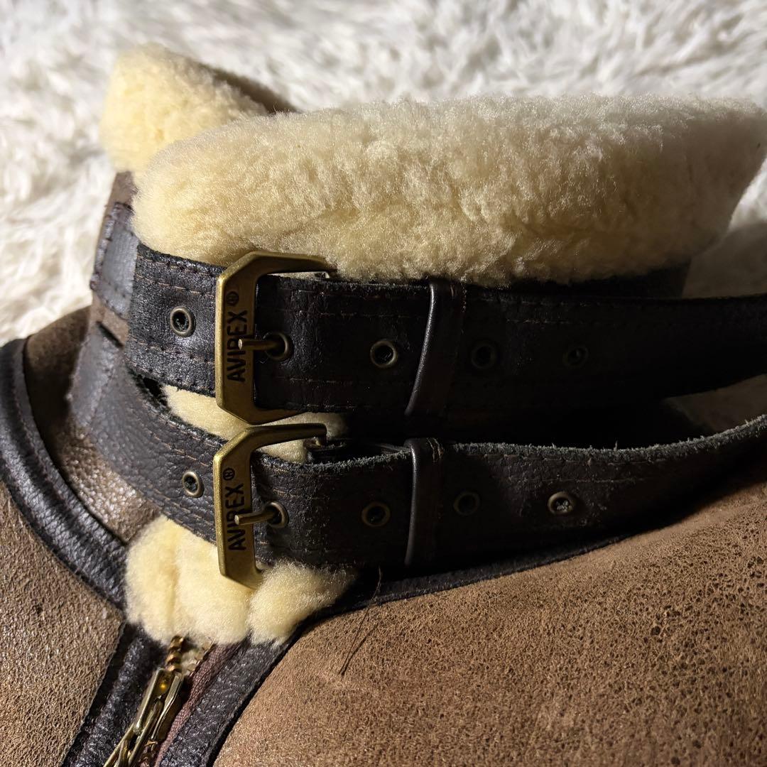 【米国製】AVIREXフライトジャケットB-3 ムートン　羊革　ブラウン　38