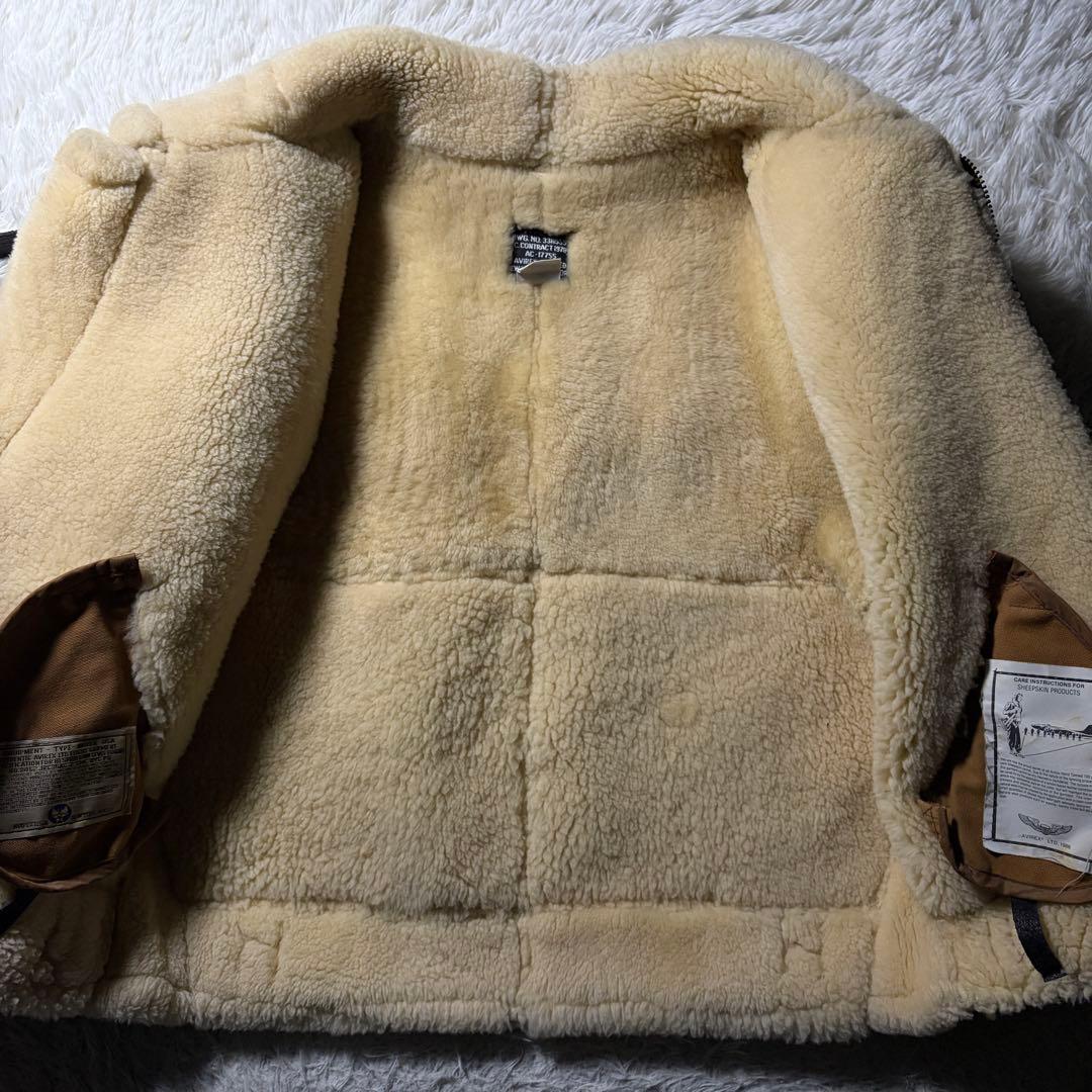 【米国製】AVIREXフライトジャケットB-3 ムートン　羊革　ブラウン　38