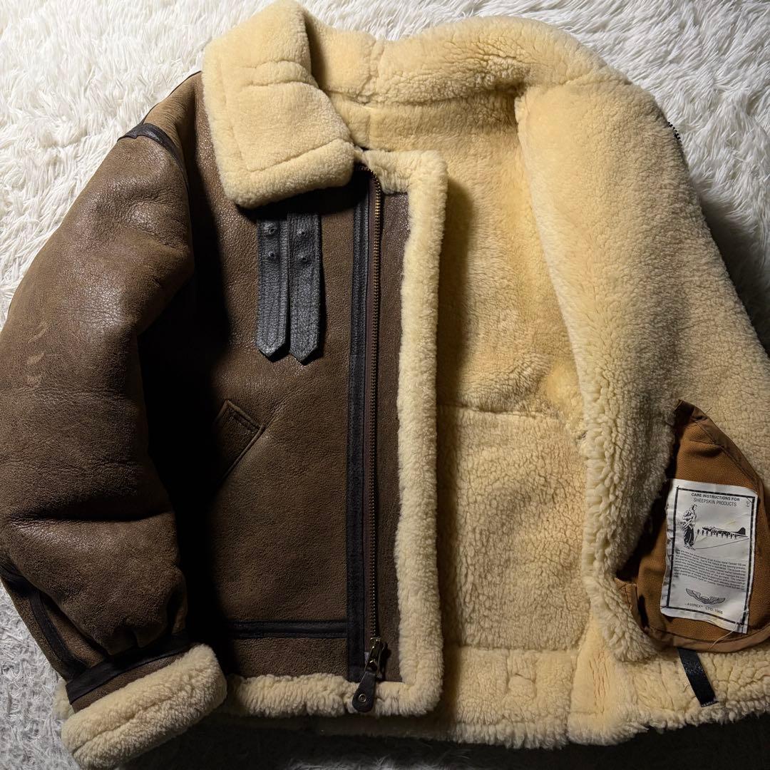 【米国製】AVIREXフライトジャケットB-3 ムートン　羊革　ブラウン　38
