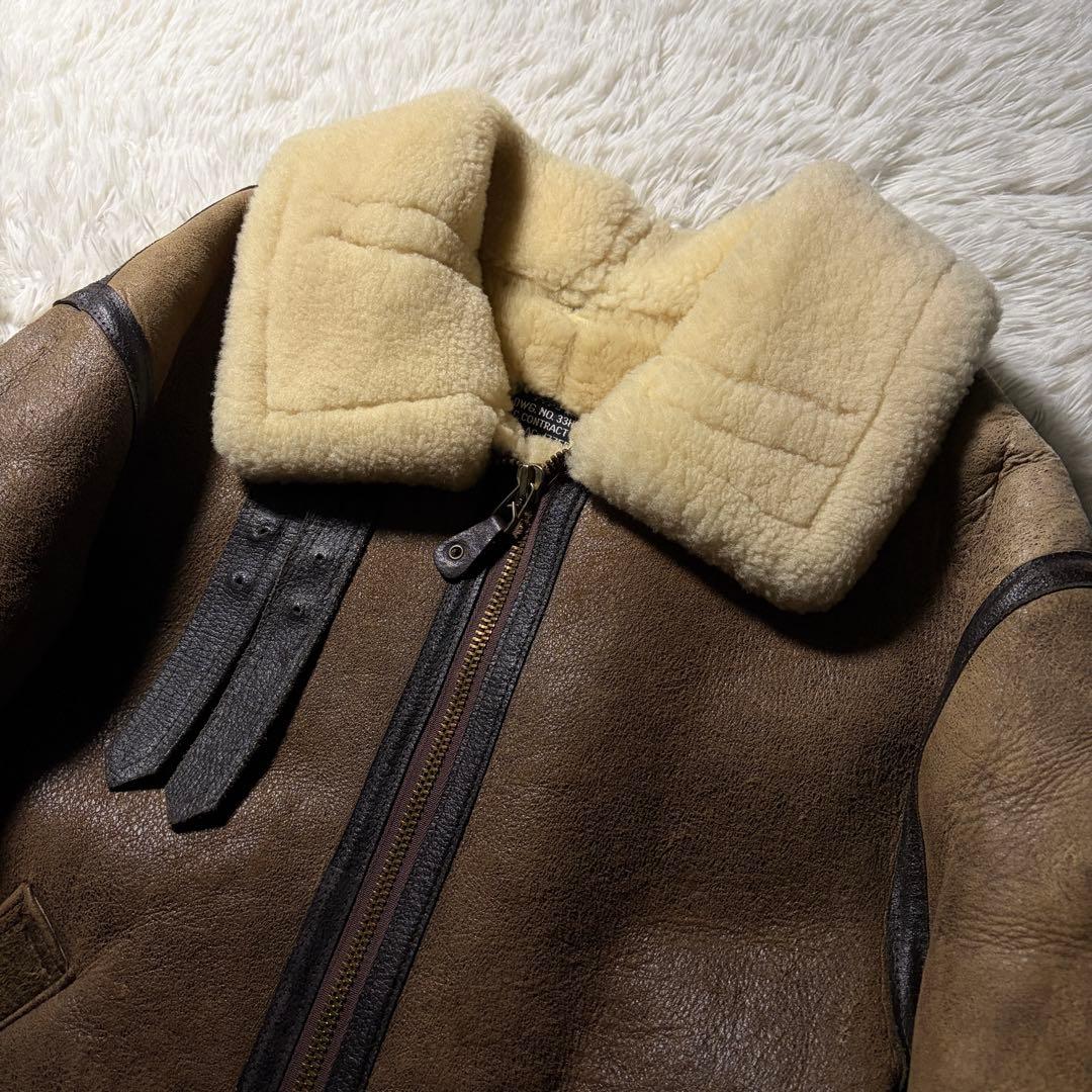 【米国製】AVIREXフライトジャケットB-3 ムートン　羊革　ブラウン　38