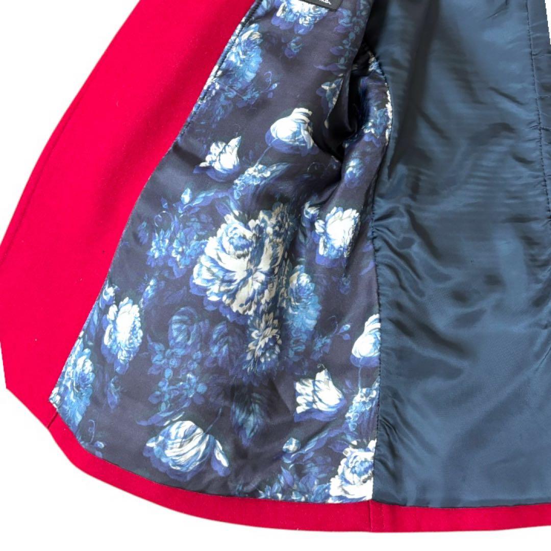 【美品】PSポールスミスPaul Smith★カシミヤ★花柄★Pコート M 赤