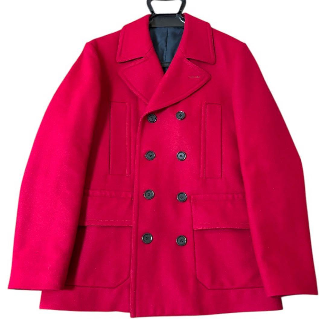 【美品】PSポールスミスPaul Smith★カシミヤ★花柄★Pコート M 赤