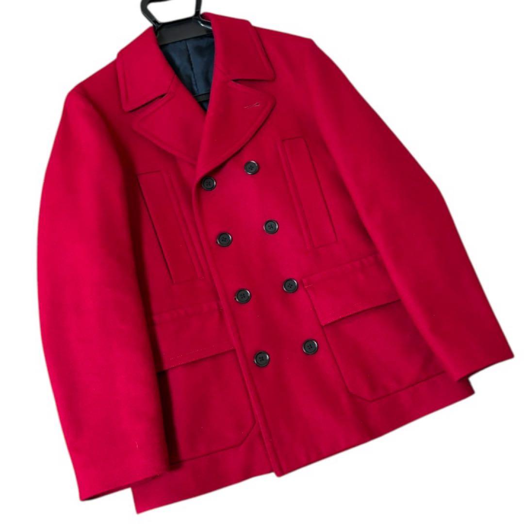 【美品】PSポールスミスPaul Smith★カシミヤ★花柄★Pコート M 赤